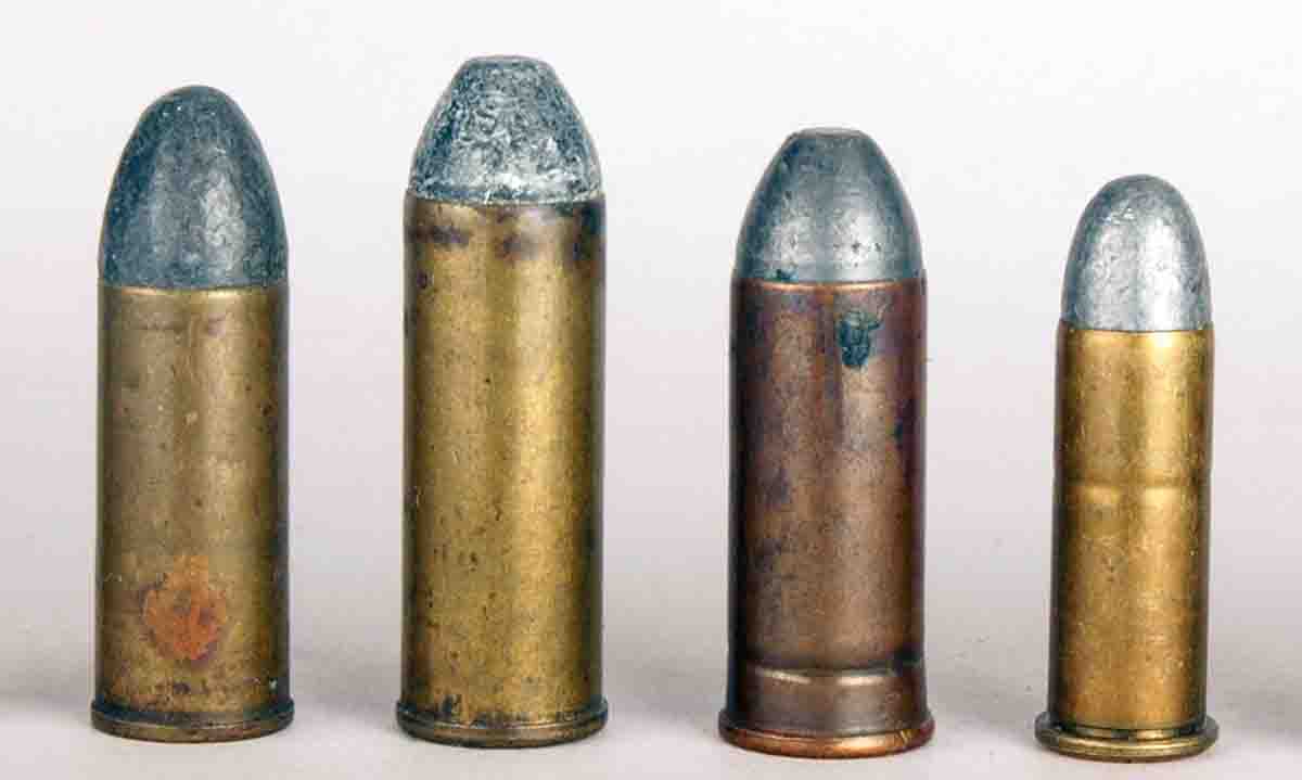These four original cartridges used by the U.S. Army include (left to right): the .44 Colt, .45 Colt, .45 S&W and the .38 Long Colt.